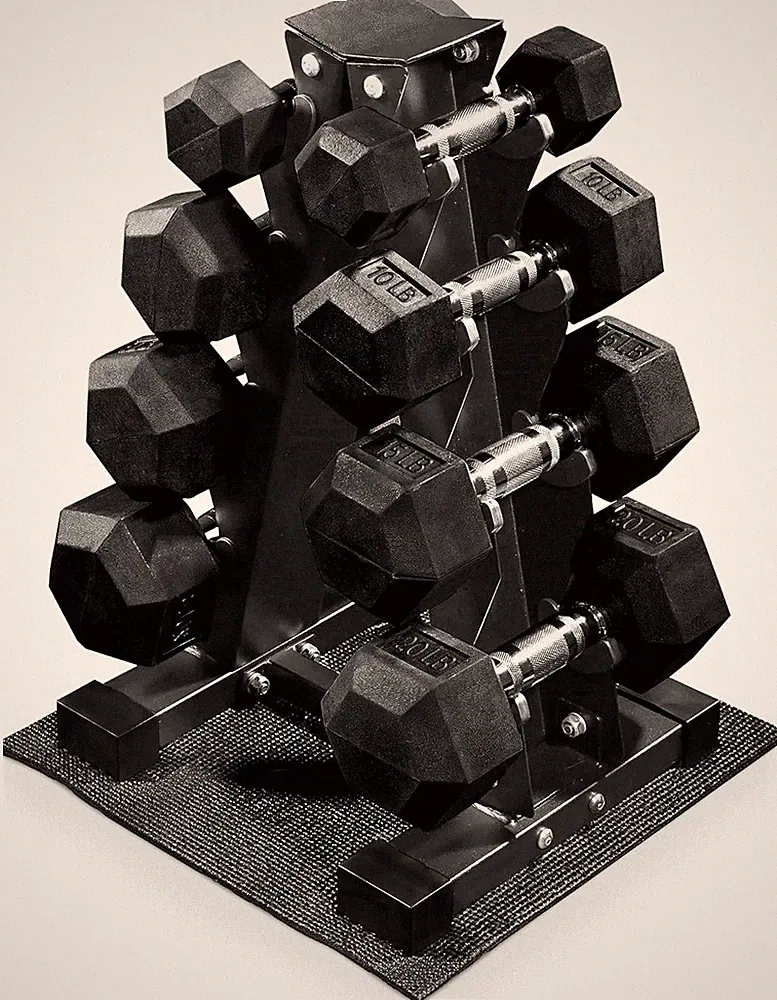 Balancefrom Rubber Coated Hex Dumbbell Weight Set with Storage Rack, 100LB or 15