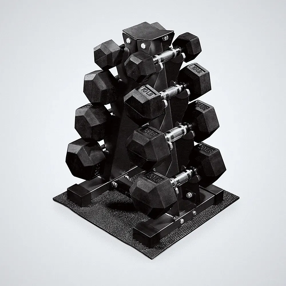 BalanceFrom Rubber Coated Hex Dumbbell Weight Set with Storage Rack, 100LB or...