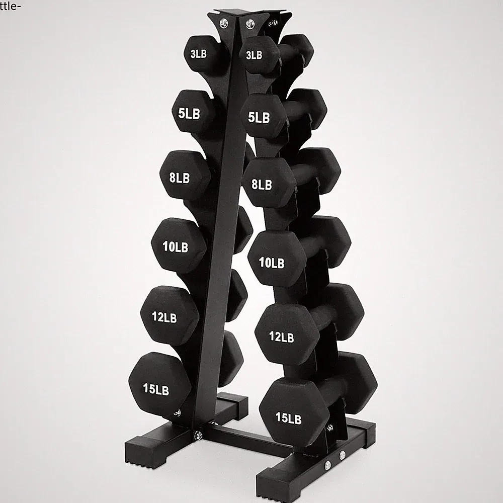 BalanceFrom Rubber Coated Hex Dumbbell Weight Set with Storage Rack, 106lb set