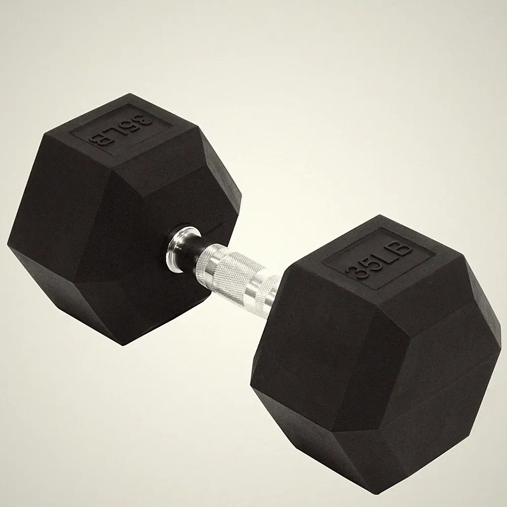 BalanceFrom Rubber Encased Hex Dumbbell, Anti-Roll, Black, 35 lb