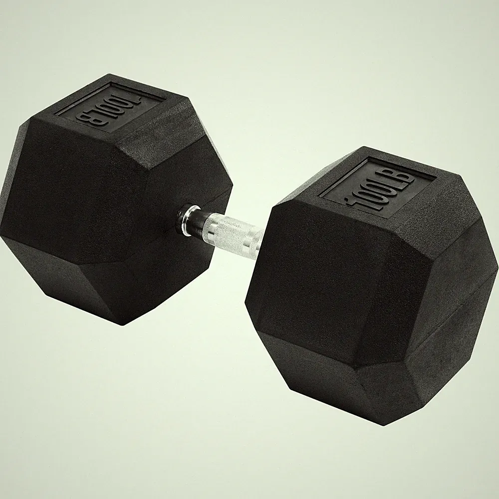 BalanceFrom Rubber Encased Hex Dumbbell, Black, 100 lb