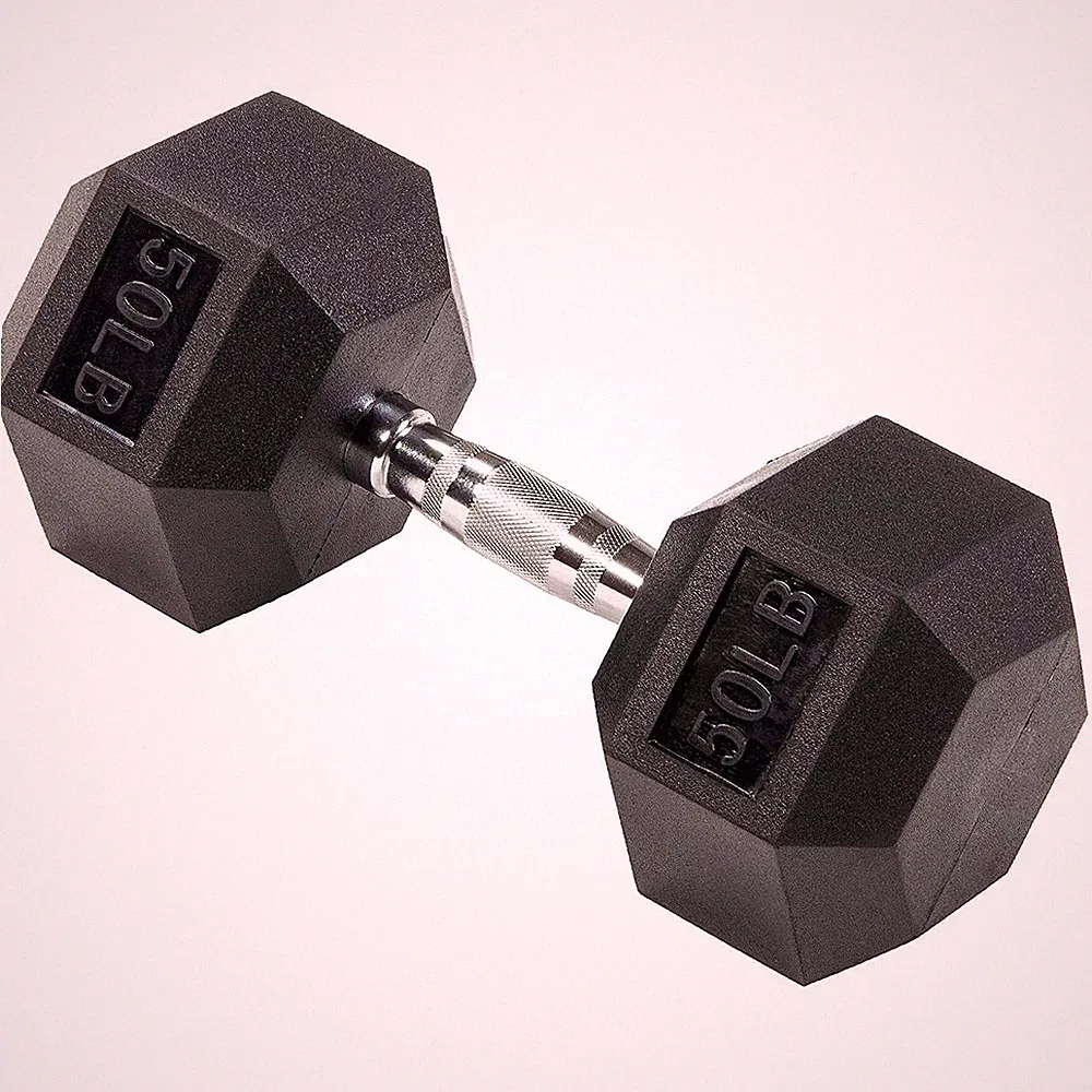 Balancefrom Rubber Encased Hex Dumbbell In Pairs Or Singles Black Db50S