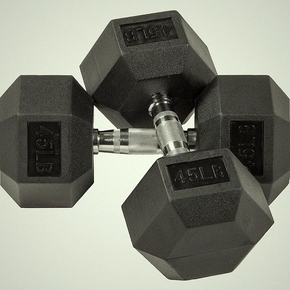 BalanceFrom Rubber Encased Hex Dumbbells, 10-50 Lbs. Pair