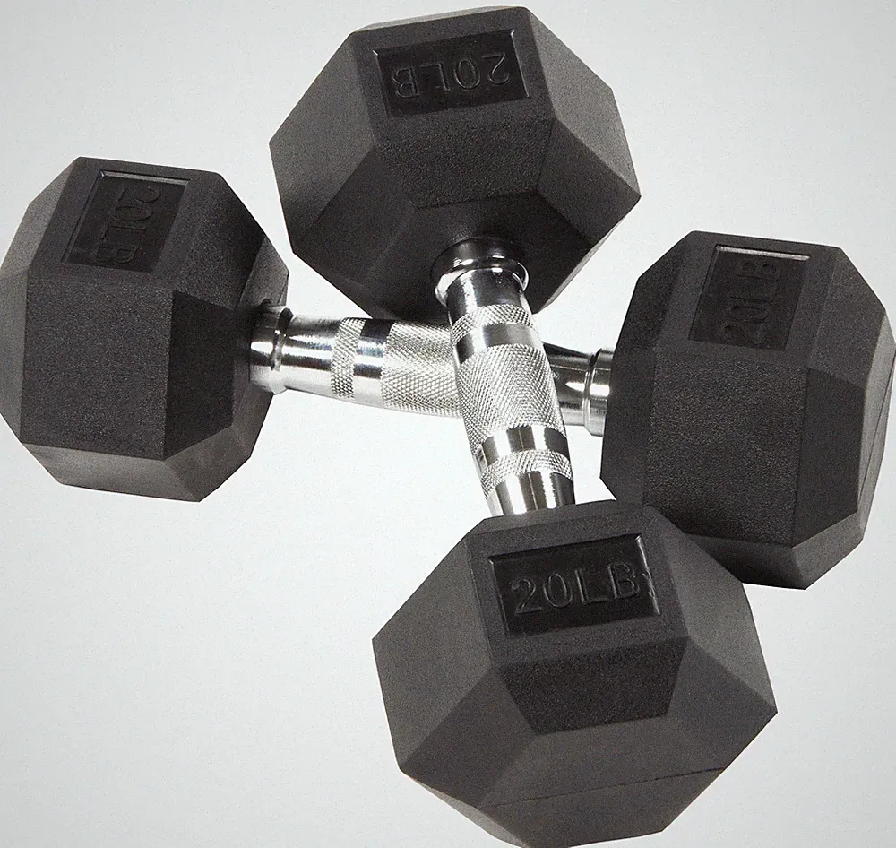 BalanceFrom Rubber Encased Hex Dumbbells, 20 Lbs. Pair|78939