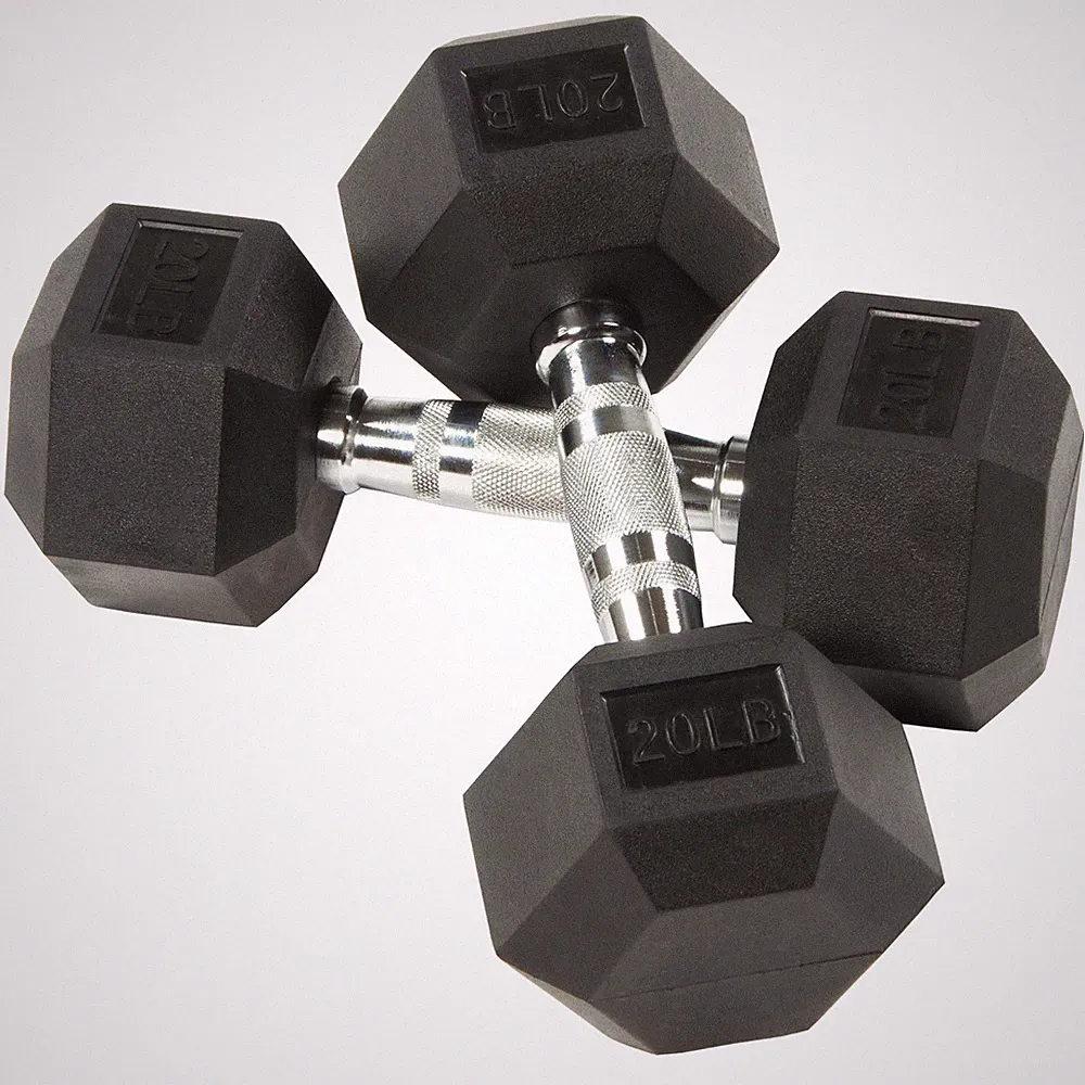 BalanceFrom Rubber Encased Hex Dumbbells, 20 lbs Pair, Black