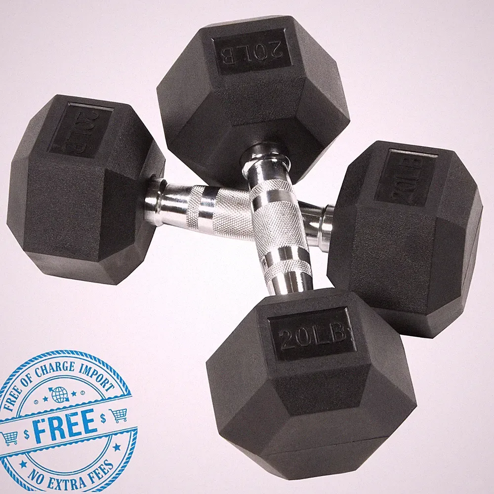 BalanceFrom Rubber Encased Hex Dumbbells, 20 Lbs. Pair, Non-Slip Grip Free Ship