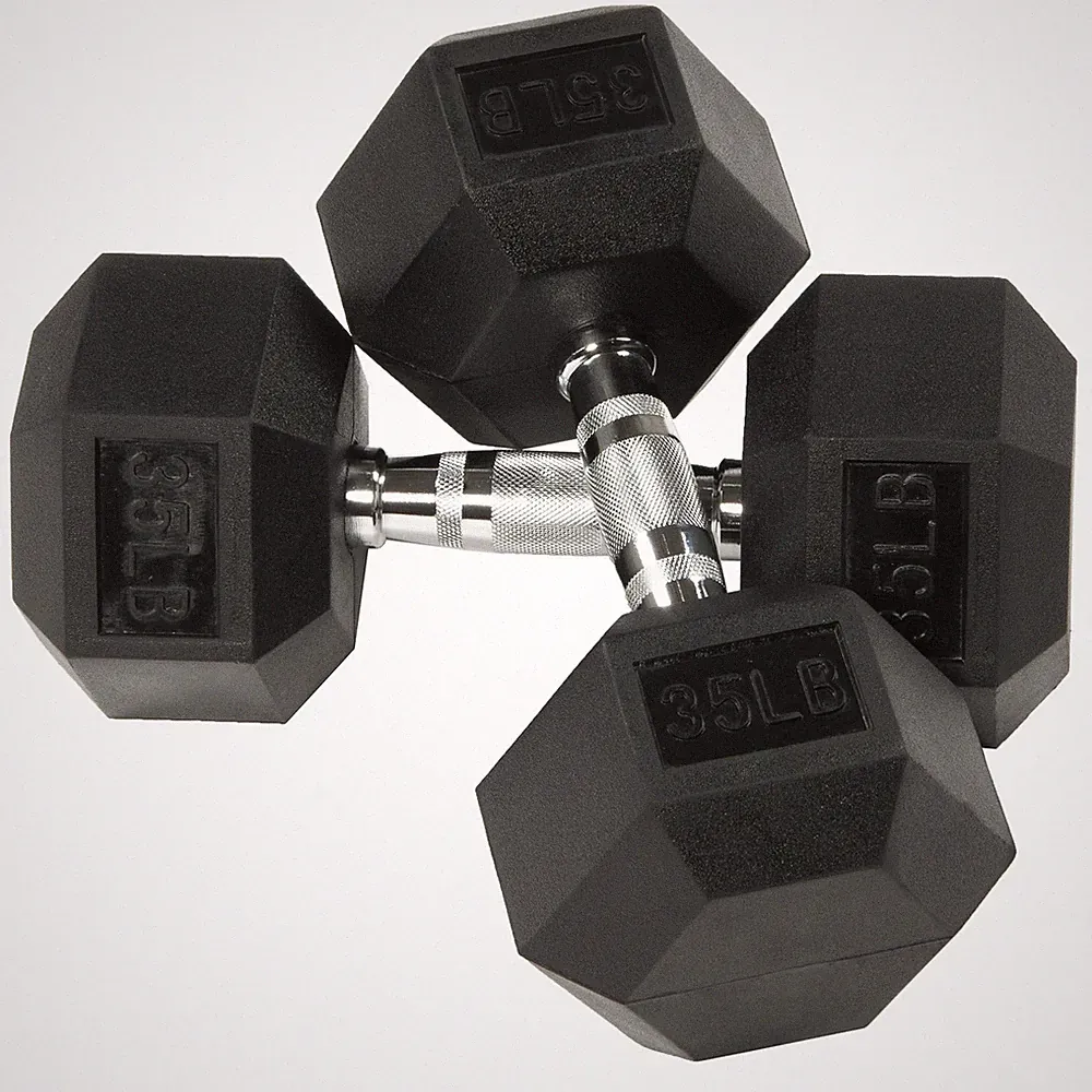 BalanceFrom Rubber Encased Hex Dumbbells, 35 lbs Pair, Black