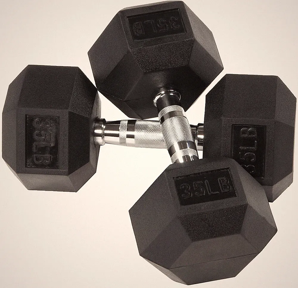Balancefrom Rubber Encased Hex Dumbbells, 35 Lbs Pair, Black