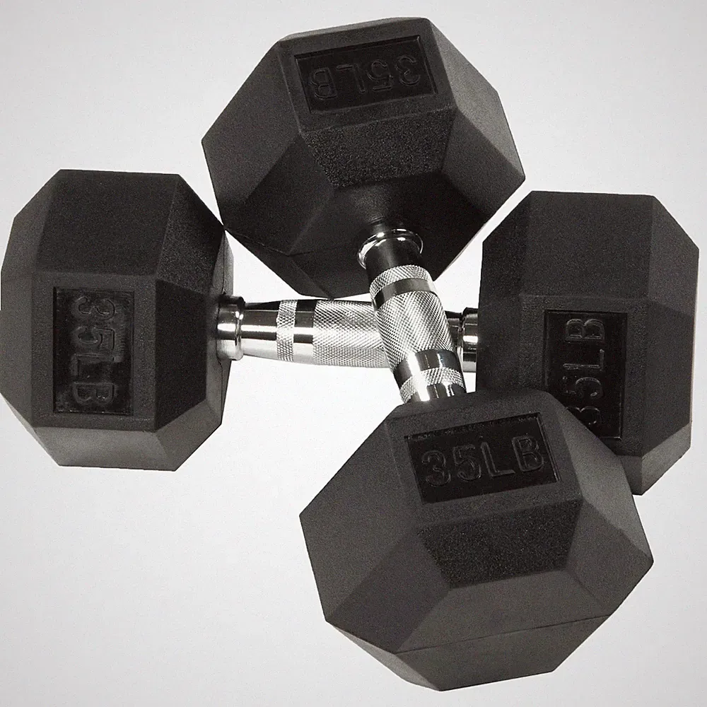 BalanceFrom Rubber Encased Hex Dumbbells, 35 lbs Pair, Black Free Ship