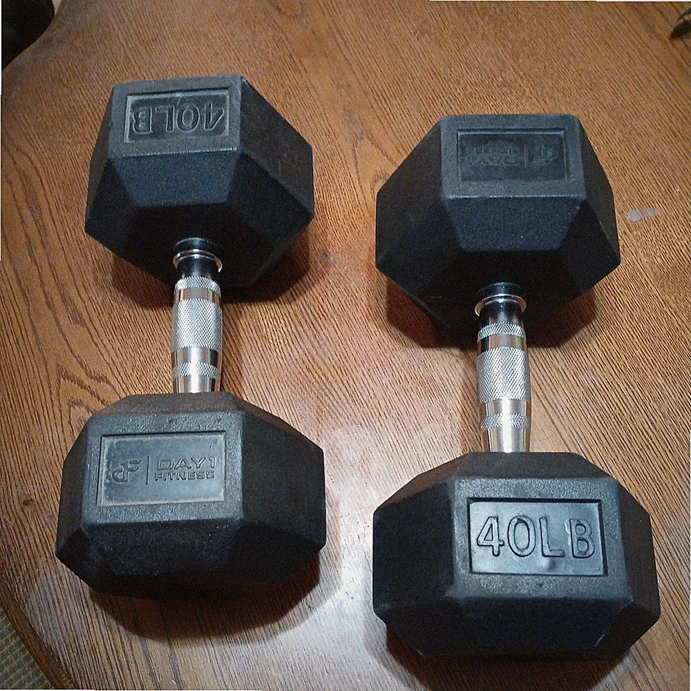 BalanceFrom Rubber Encased Hex Dumbbells, 40 lbs Pair, Black