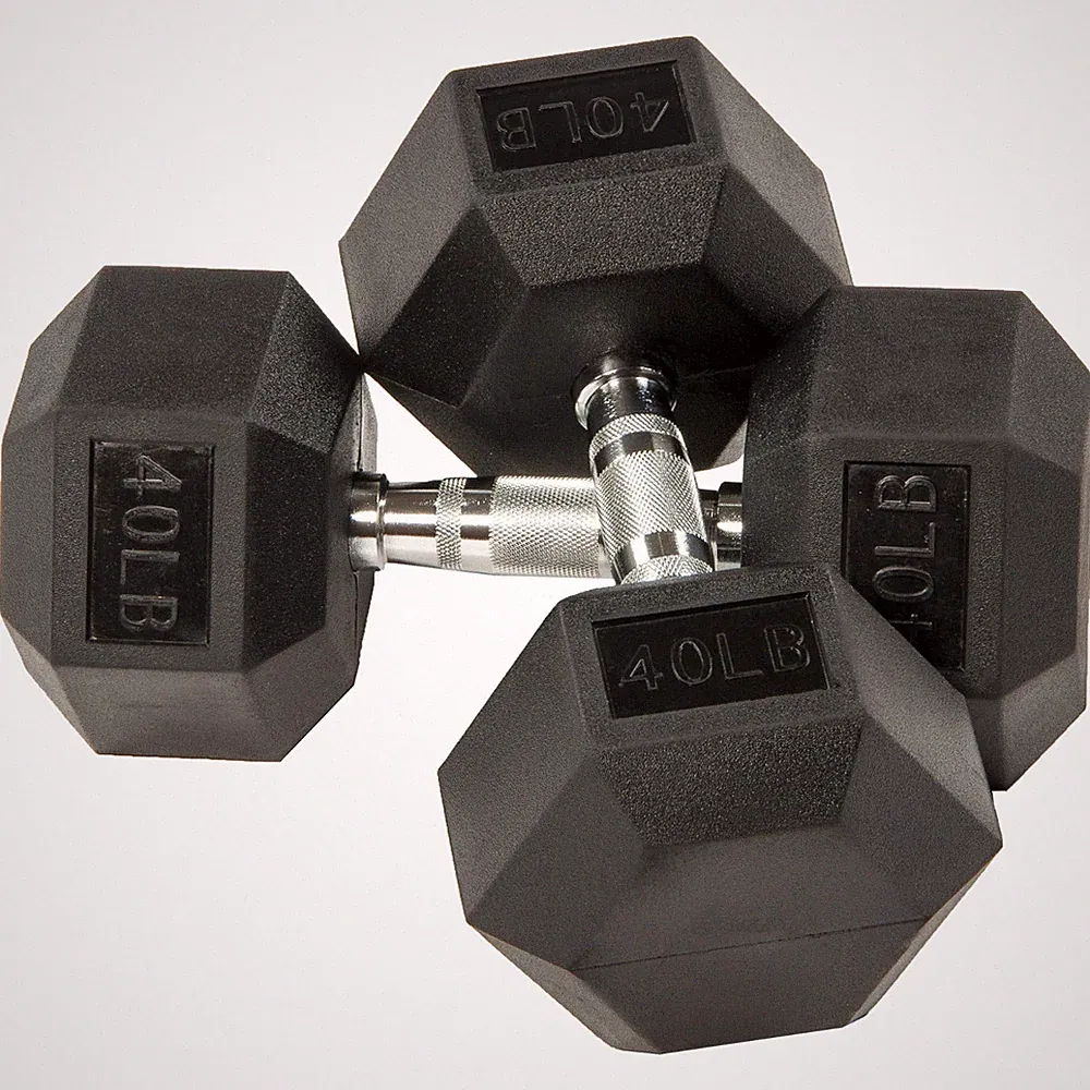 BalanceFrom Rubber Encased Hex Dumbbells, 40 lbs Pair, Black