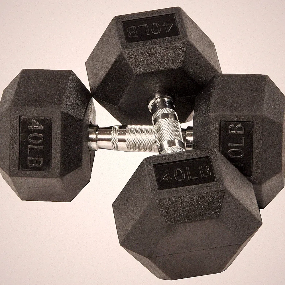 BalanceFrom Rubber Encased Hex Dumbbells, 40 lbs Pair, Black