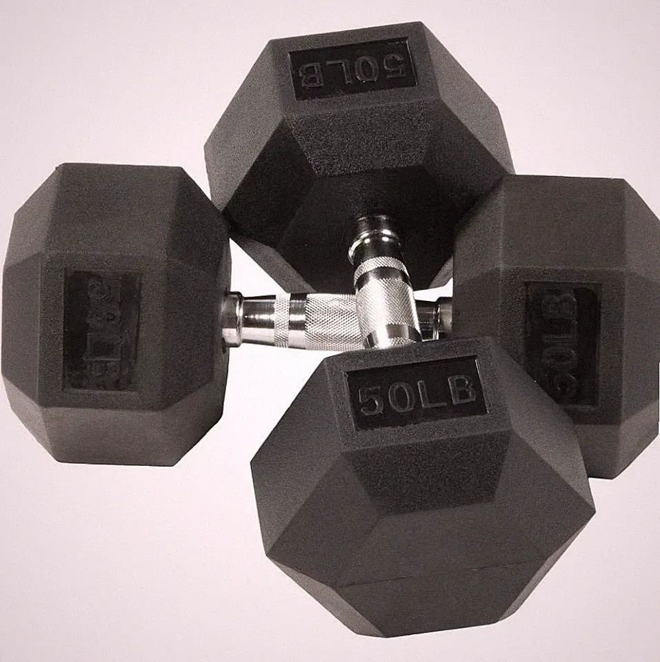 BalanceFrom Rubber Encased Hex Dumbbells, 50 lbs Pair, Black