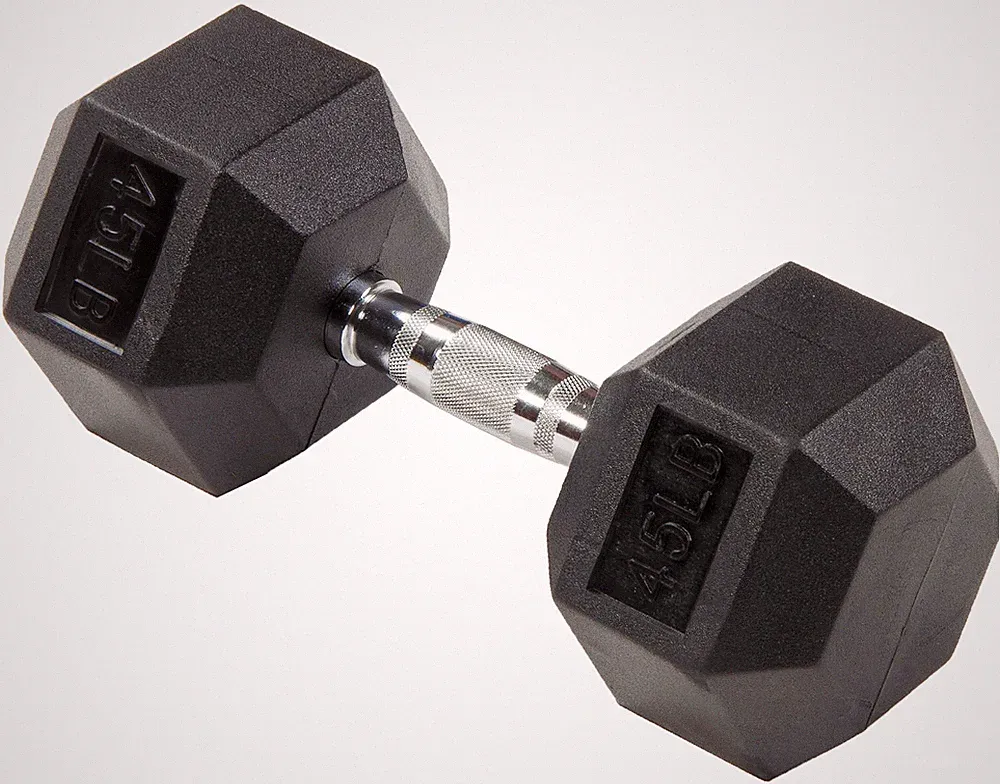 BalanceFrom Rubber Hex Dumbbell w/Metal Handle for Strength Training new