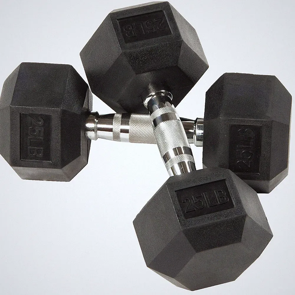BalanceFrom Rubber Hex Dumbbells, 25lb Pair, Black