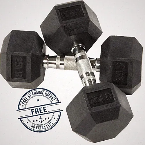 BalanceFrom Rubber Hex Dumbbells, 25lb Pair, Black