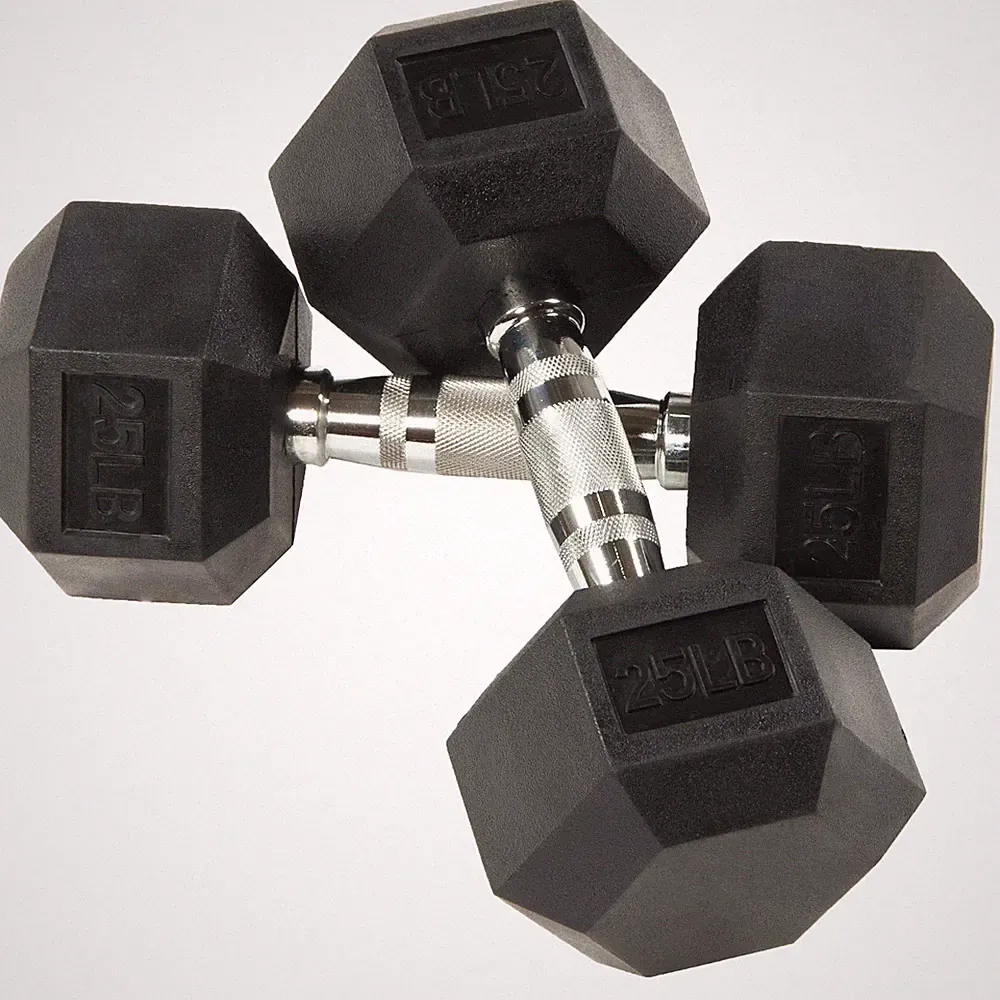 BalanceFrom Rubber Hex Dumbbells, 25lb Pair, Black For Home Gym Free Ship