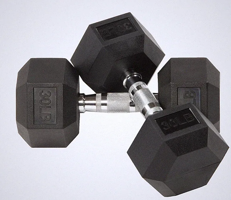 BalanceFrom Rubber Hex Dumbbells, 30 lbs Pair, Black