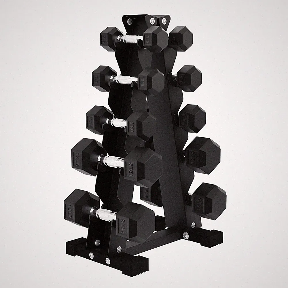 BalanceFrom Signature Alloy Steel Fitness Rubber Encased Hex Dumbbell Set, Black