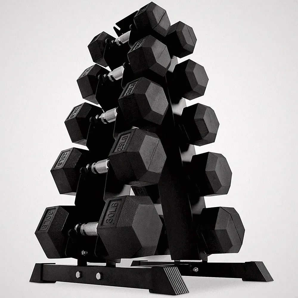 BalanceFrom Signature Alloy Steel Rubber Encased Hex Dumbbell Set, Black