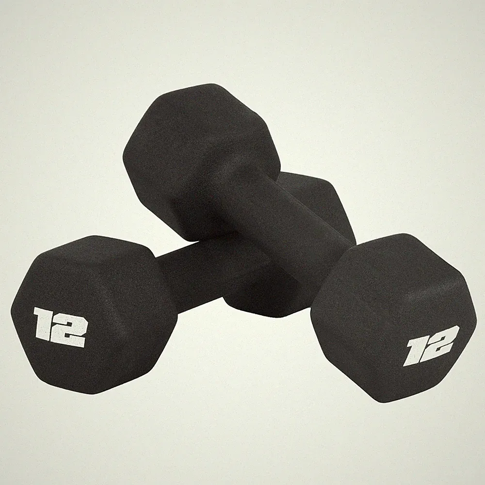 Barbell 12 LB Neoprene Dumbbell Hand Weights - Pair | Black