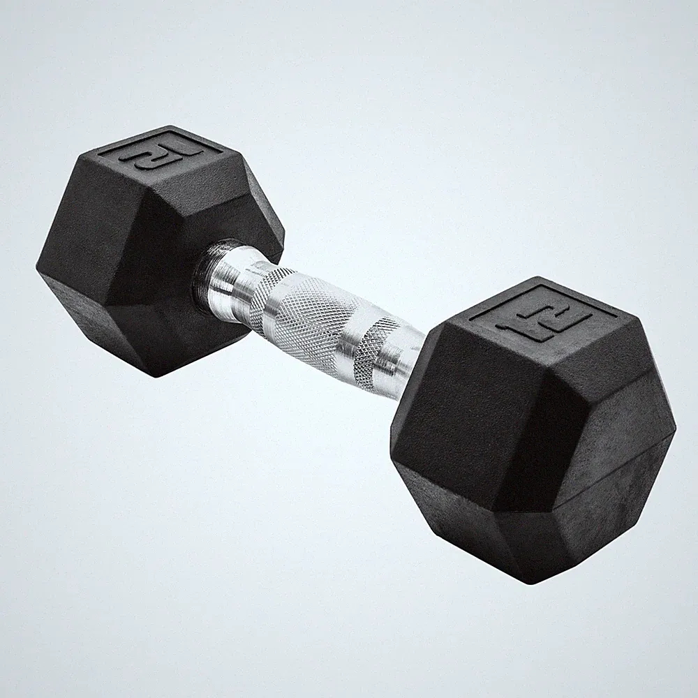 Barbell, 12lb Rubber Hex Dumbbell, Single
