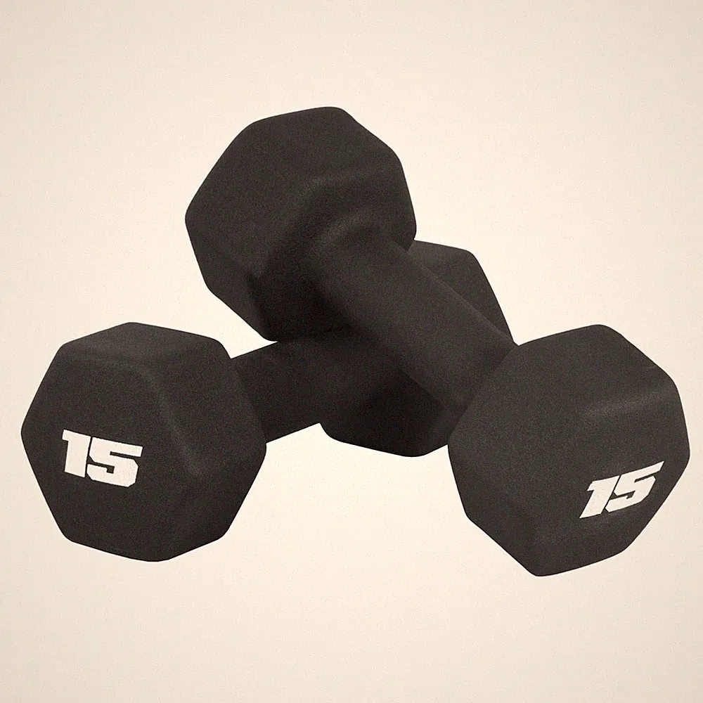 Barbell 15 LB Neoprene Dumbbell Hand Weights Pair | Black