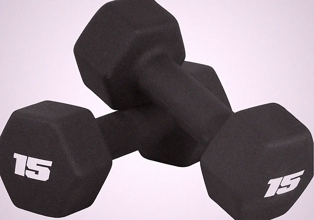 Barbell 15 LB Neoprene Dumbbell Hand Weights Pair | Black