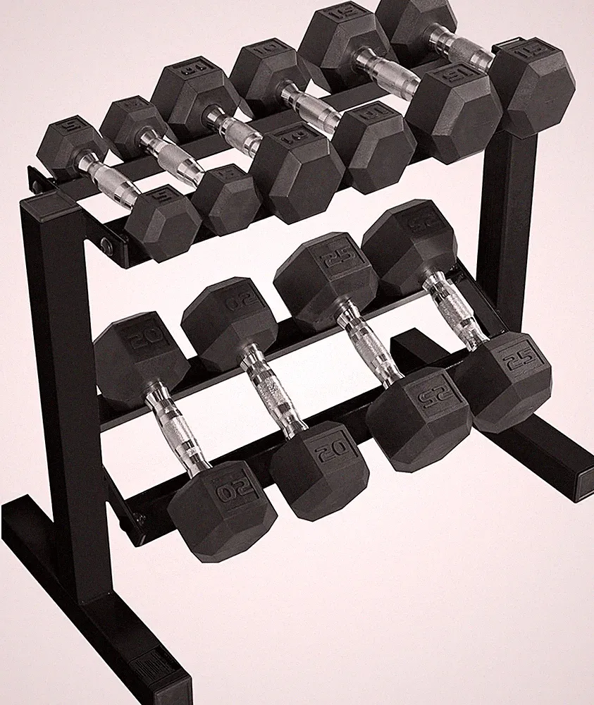Barbell 150 Lb Dumbbell Set with 2-Tier Rack | Multiple Options