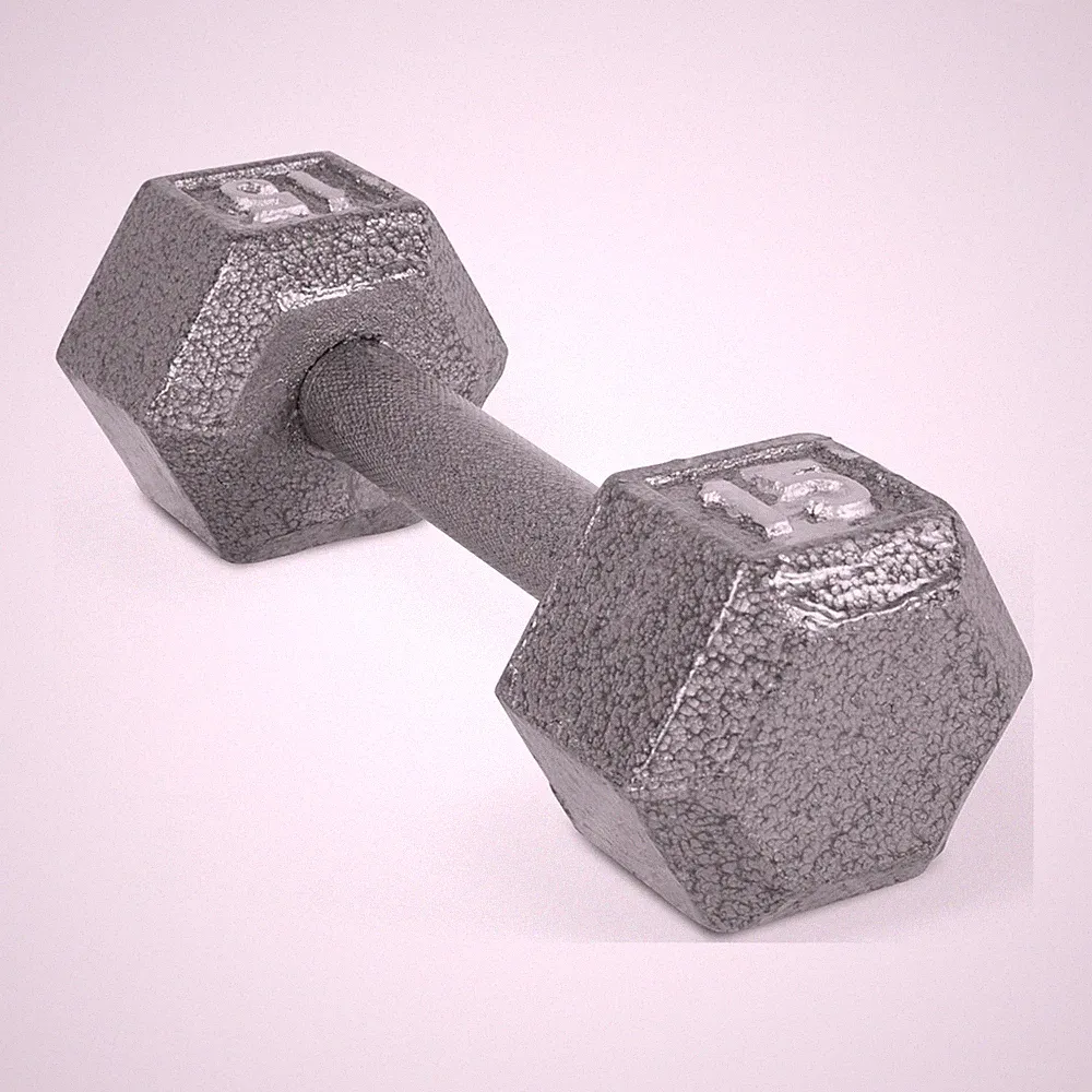 Barbell 15lb Cast Iron Hex Dumbbell, Single