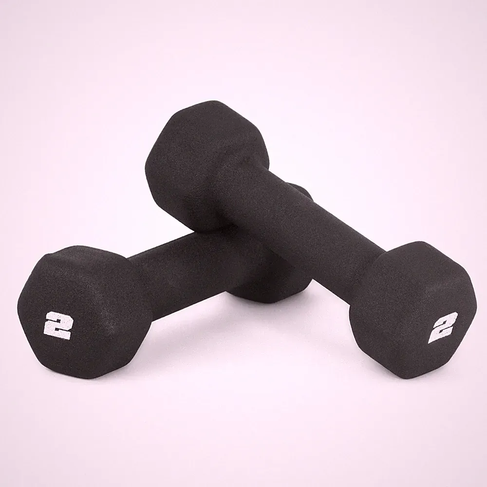 Barbell 2 LB Neoprene Dumbbell Hand Weights - Pair | Black