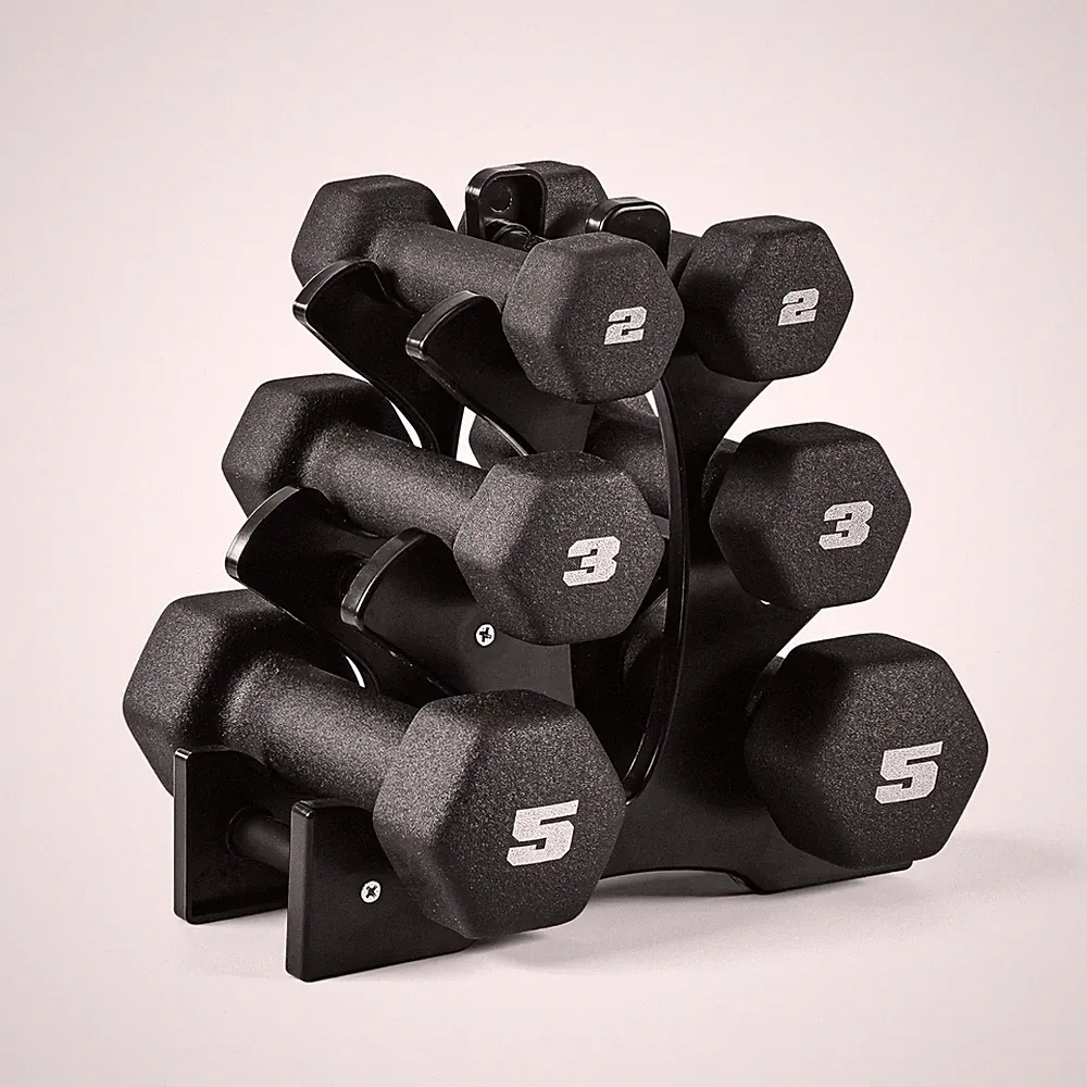 Barbell 20 LB Set of Neoprene Dumbbells with Rack | 2, 3, 5 LB pairs