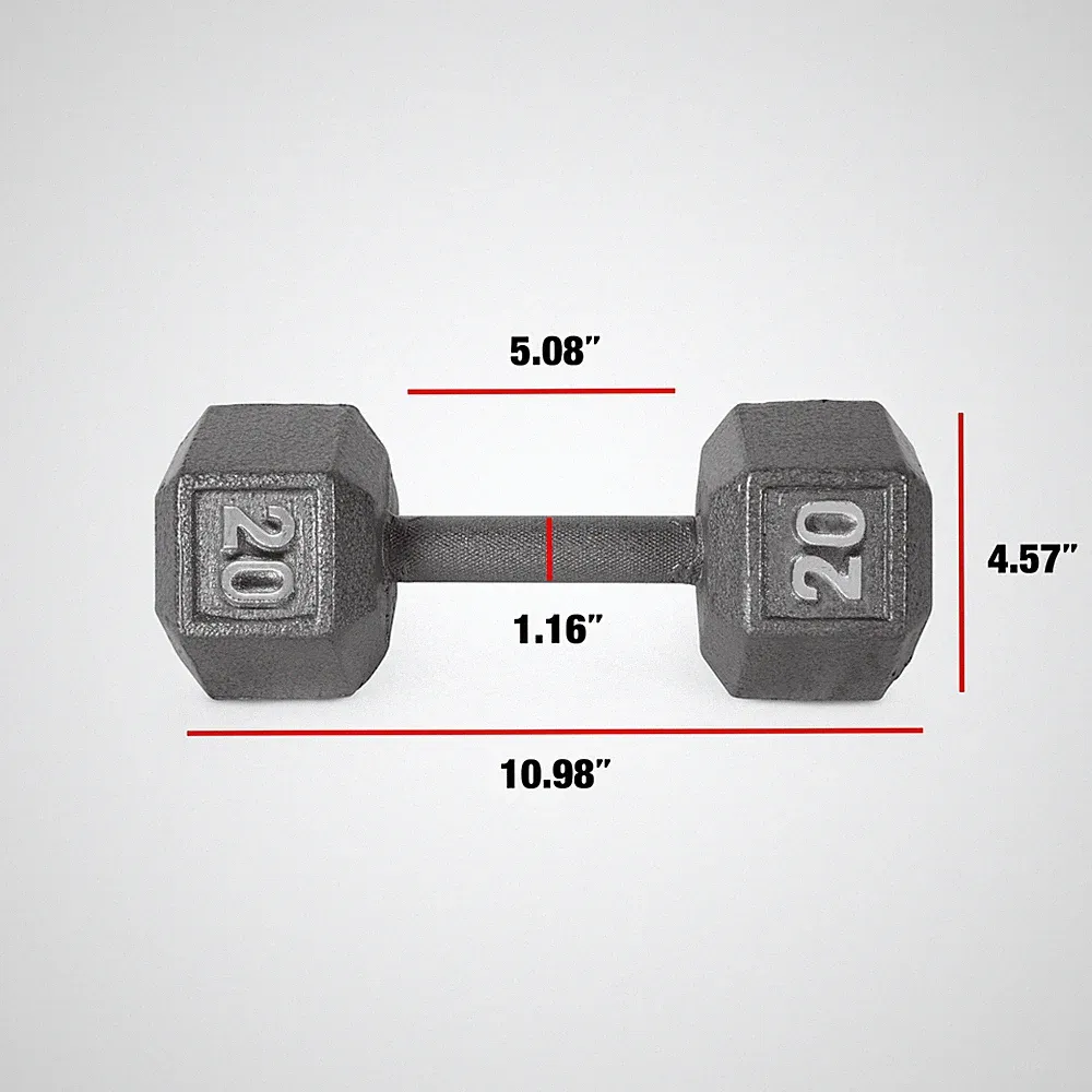 Barbell 20lb Cast Iron Hex Dumbbell, Single