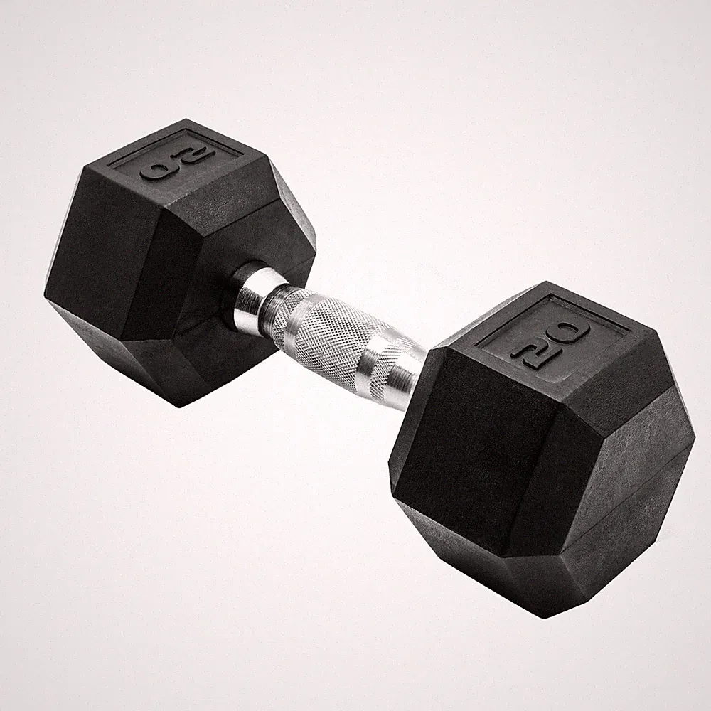 Barbell, 20lb Rubber Hex Dumbbell, Single