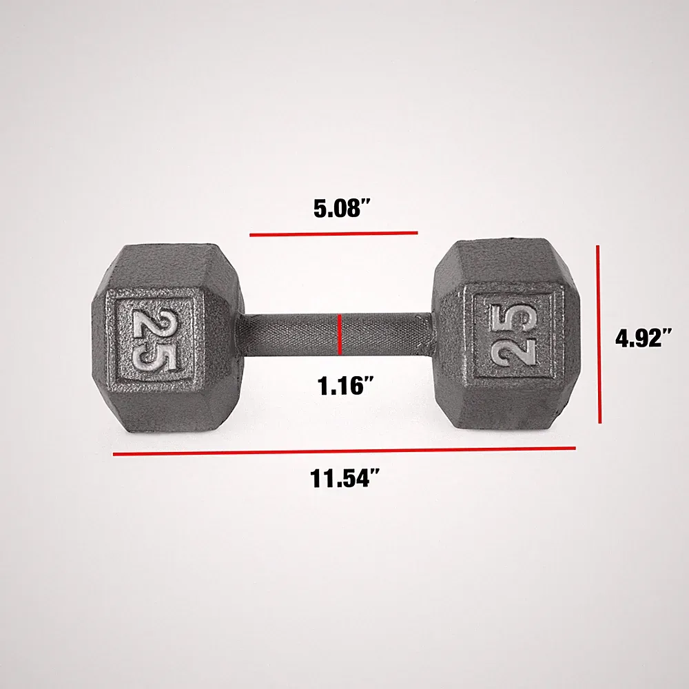 Barbell 25lb Cast Iron Hex Dumbbell, Single