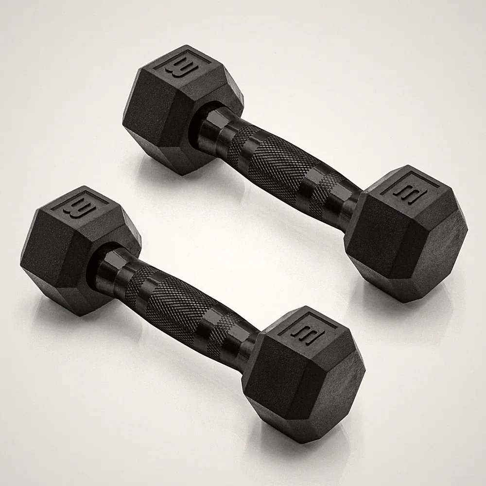 Barbell 3 LB Coated Hex Dumbbell Pair with Black Handle