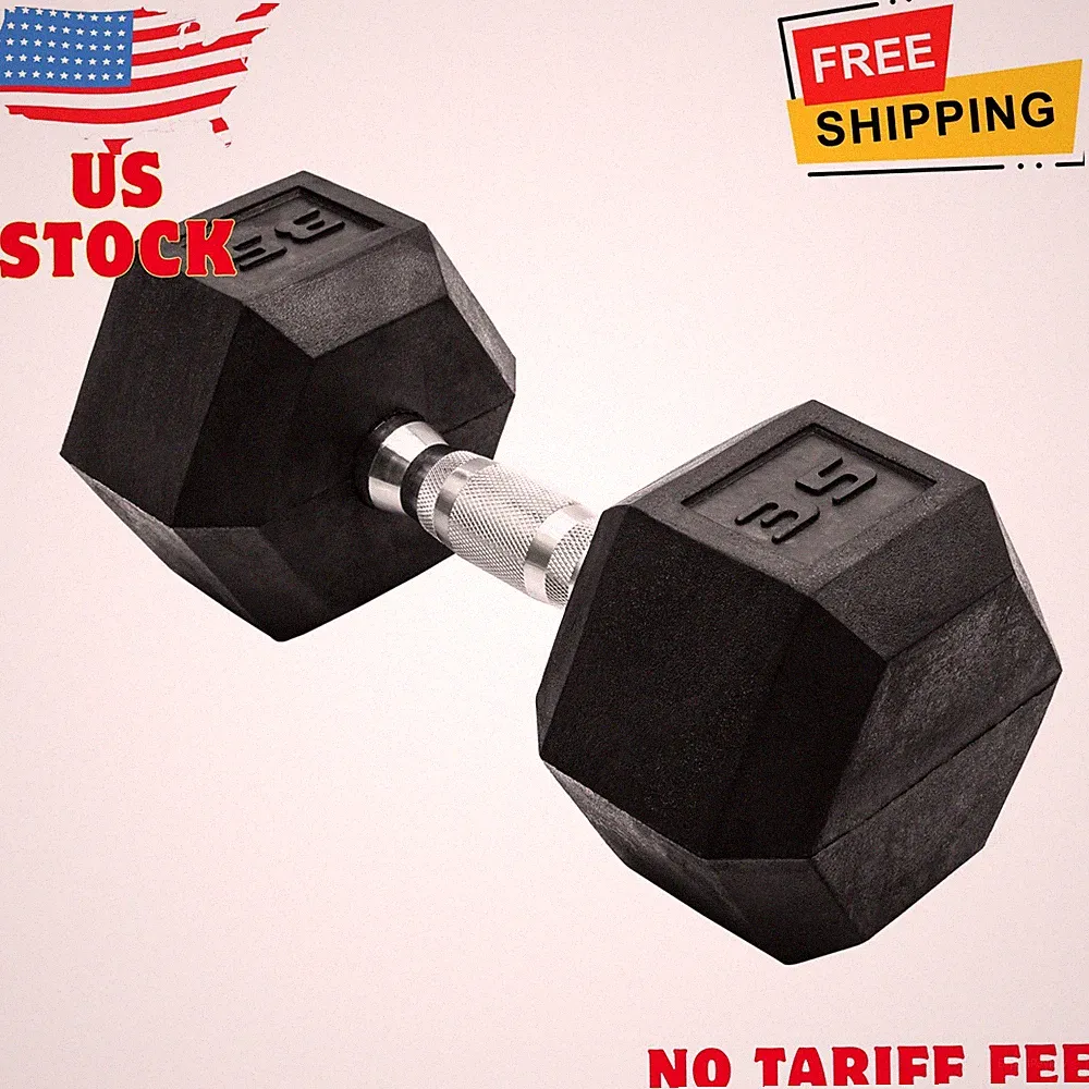 Barbell, 35lb Coated Hex Dumbbell, Singl