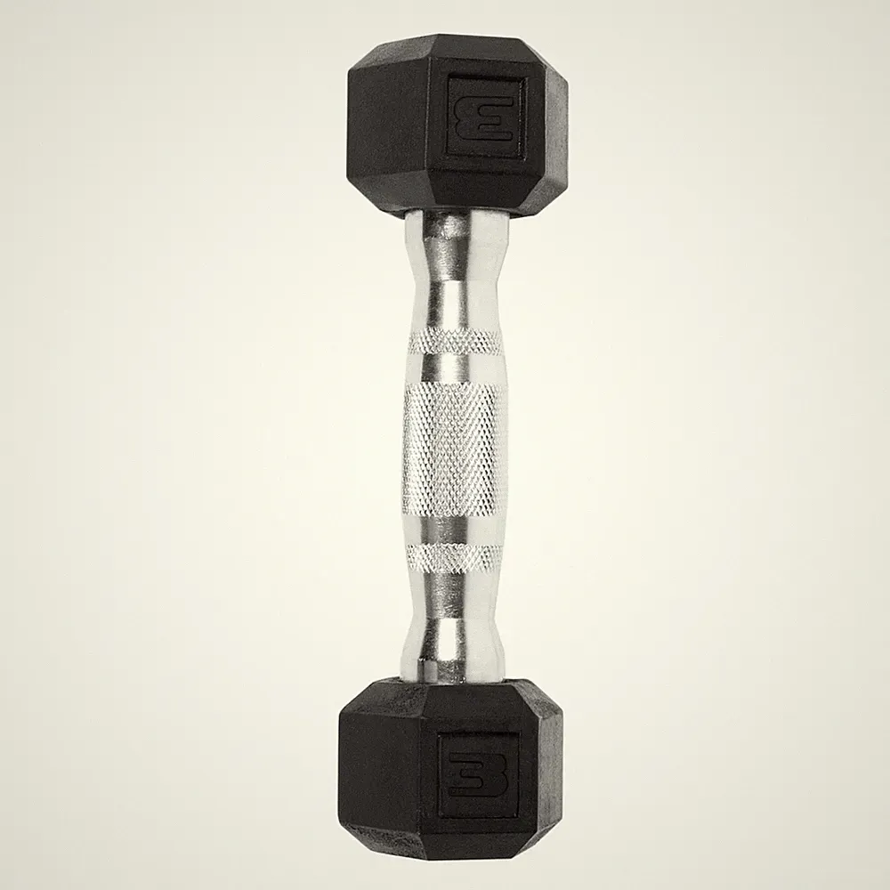 Barbell, 3Lb Rubber Hex Dumbbell, Single
