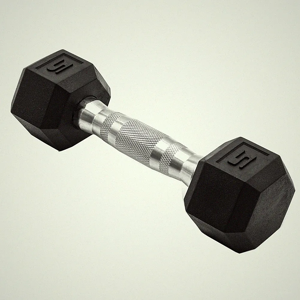Barbell, 5lb Rubber Hex Dumbbell, Single
