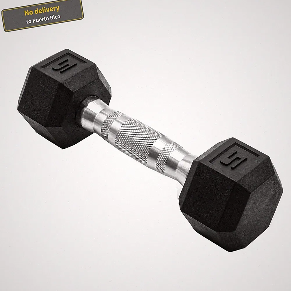 Barbell, 5lb Rubber Hex Dumbbell, Single delivery fast