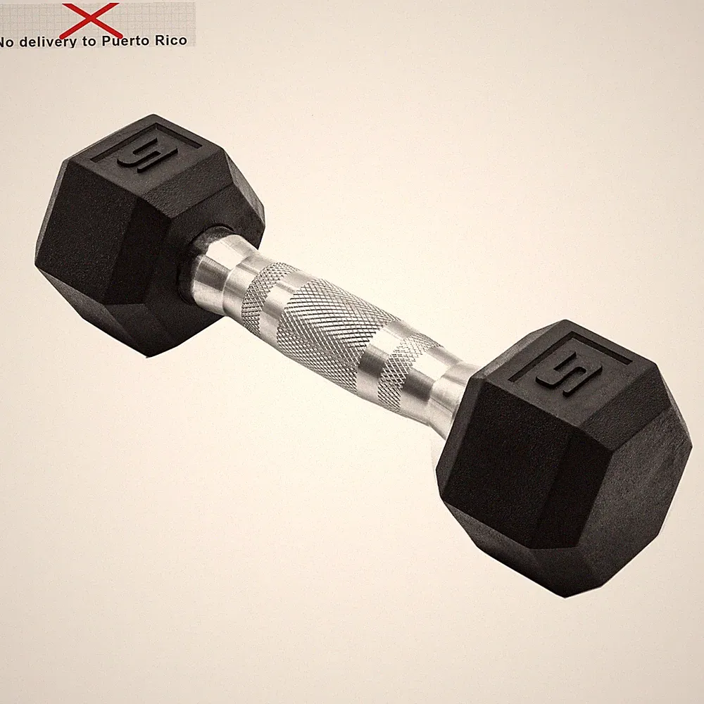 Barbell, 5lb Rubber Hex Dumbbell, Single Fast delivery