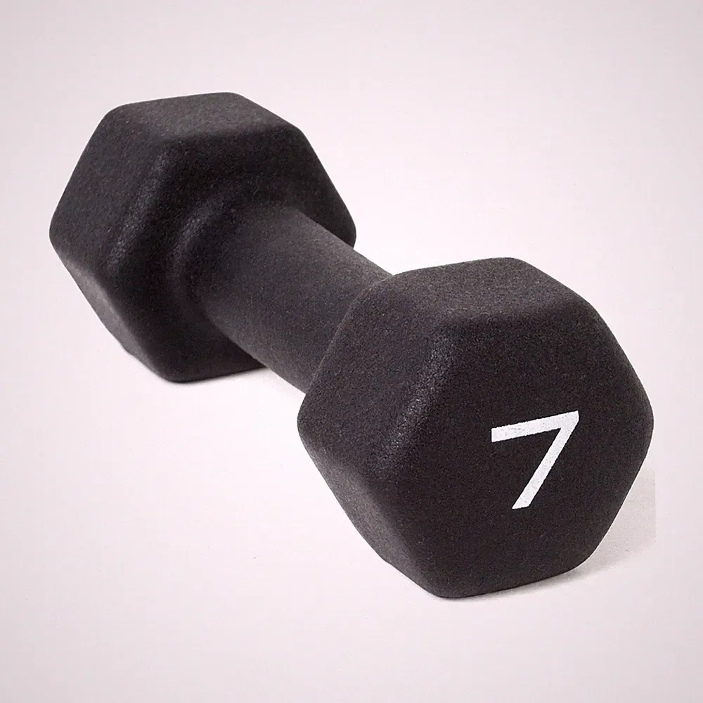 Barbell, 7lb Black Neoprene Dumbbell, Single