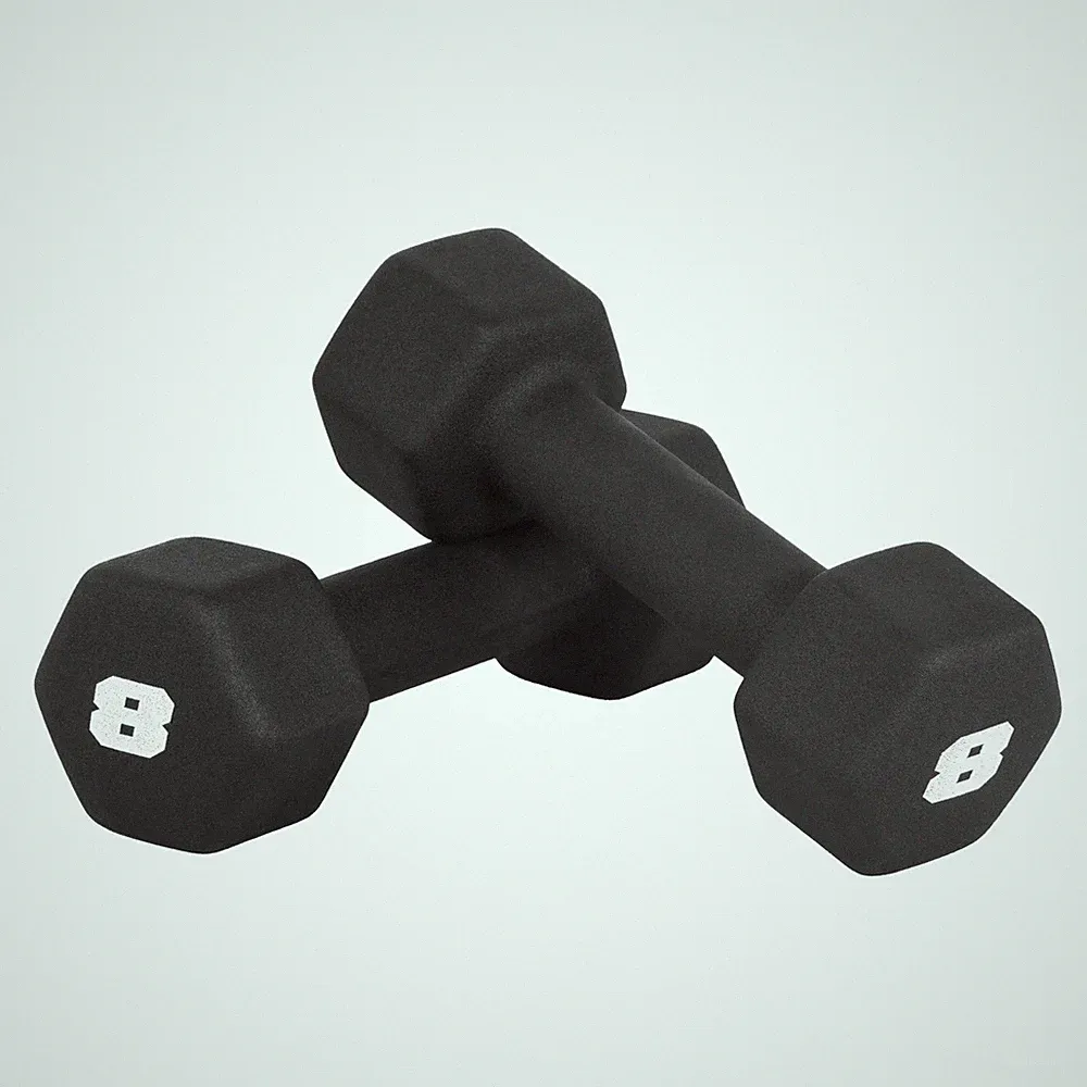 Barbell 8 LB Neoprene Dumbbell Hand Weights - Pair | Black