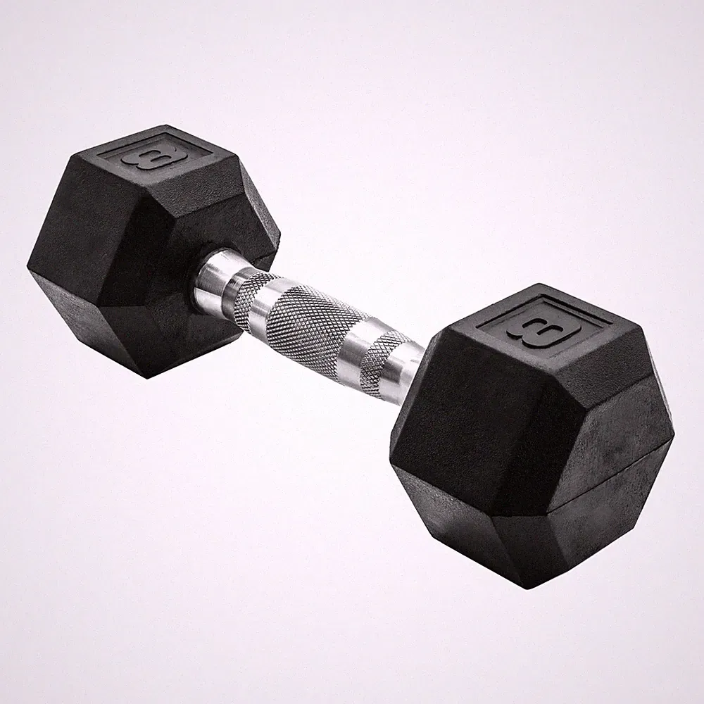 Barbell, 8lb Rubber Hex Dumbbell, Single