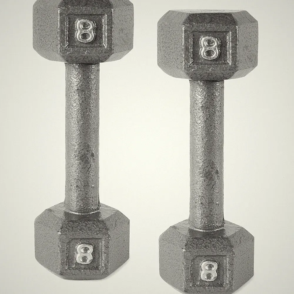 Barbell Cast Iron Dumbbell Weights, 8 Lb. Pair
