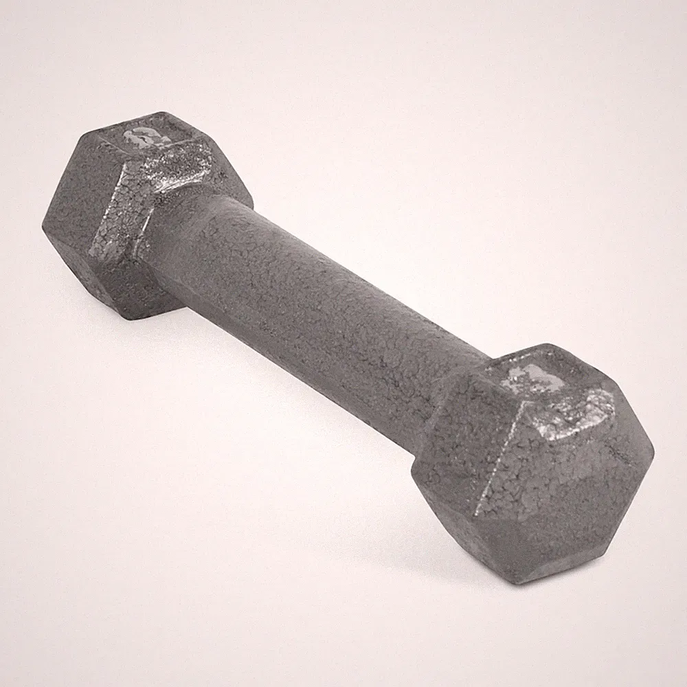 Barbell Cast Iron Hex Dumbbell, 3 Lb, Single