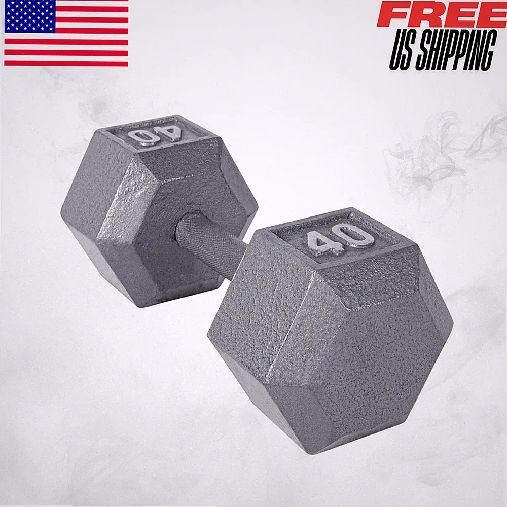 Barbell Cast Iron Hex Dumbbell Multiple Options Weight Lifting Strength 40LBS