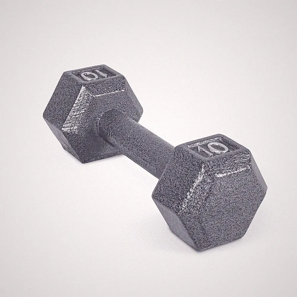 Barbell Cast Iron Hex Dumbbell, Single, 10 lb