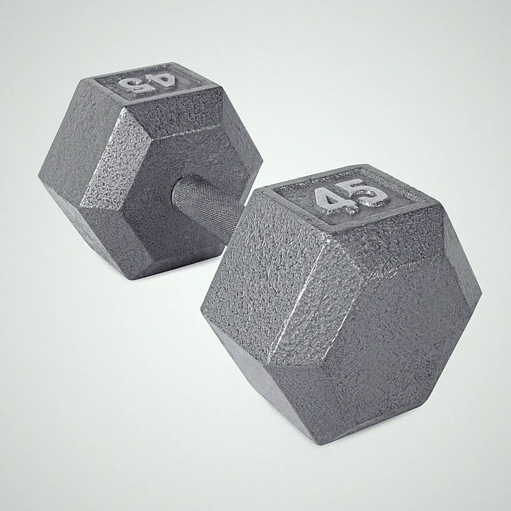 Barbell Cast Iron Hex Dumbbell, Single, 45 lb