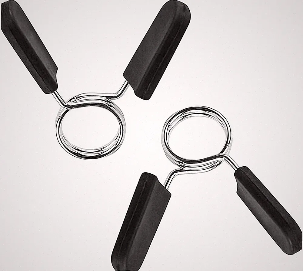Barbell Clamps Dumbbell Spring Clip Circlip Collars 1 Inch black and silver